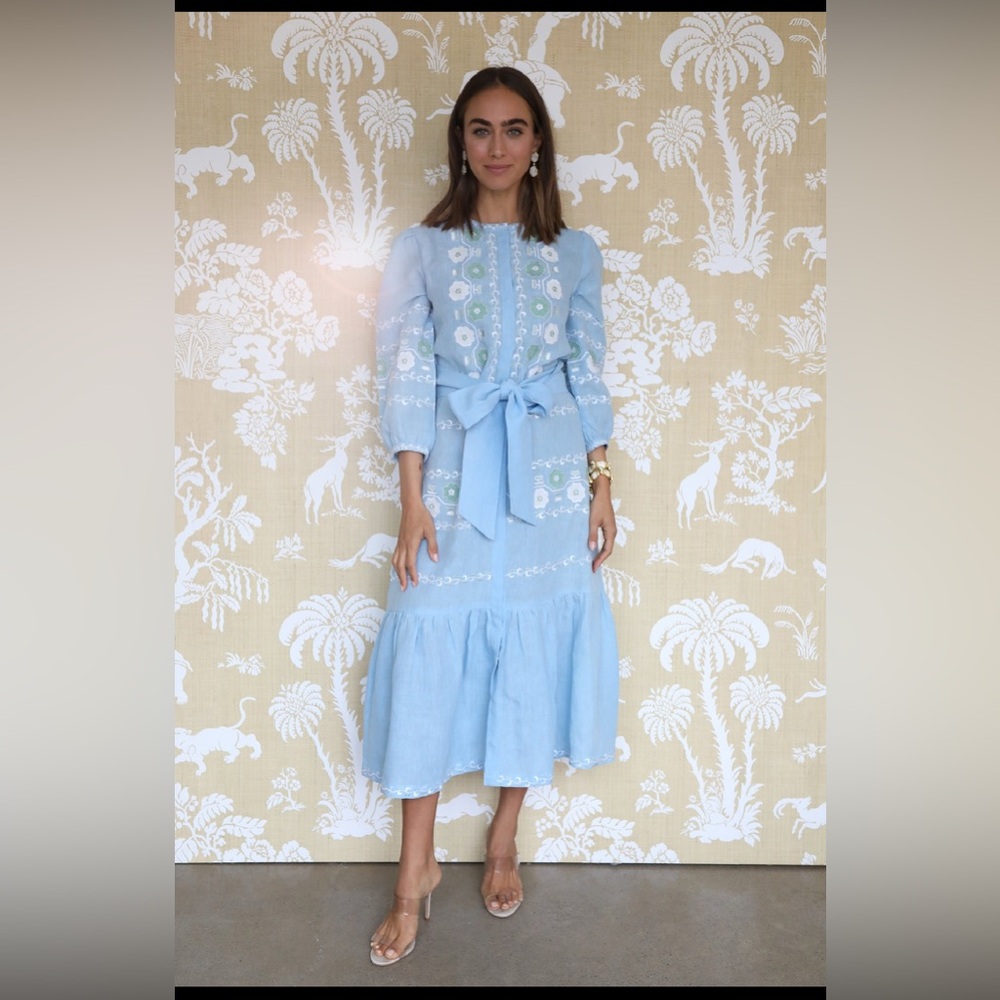 ASHA Elegant Blue Embroidered Dress